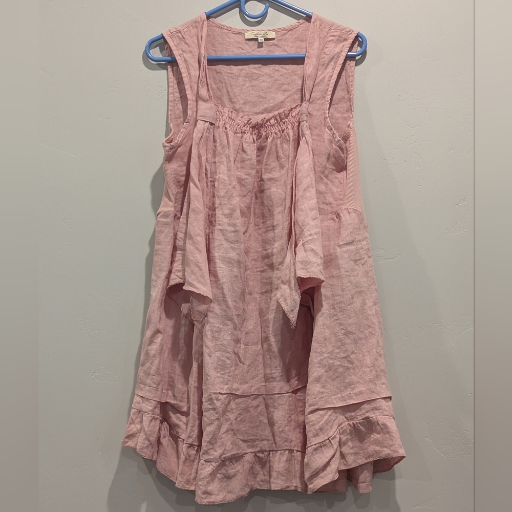 Italian Linen Dress Pink Size 50 (US 14)